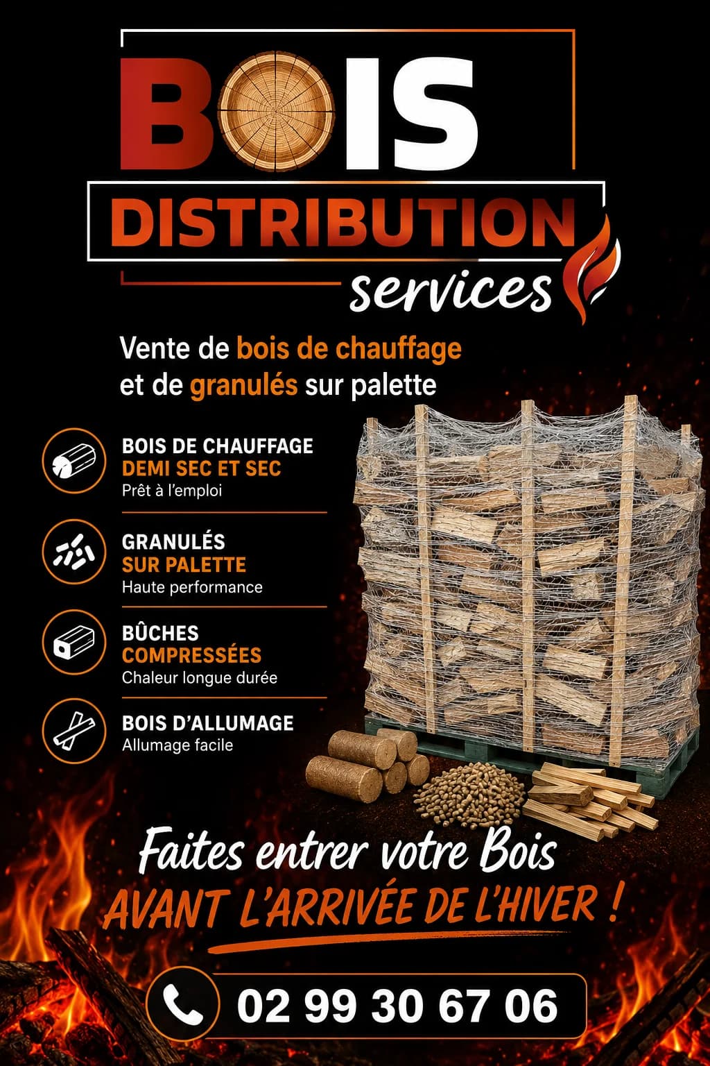 Bois Distribution Services fournisseur de Bois de Chauffage et de Pellet
