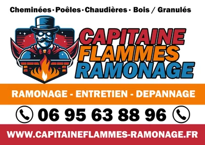 Logo Capitaine flammes ramonage 